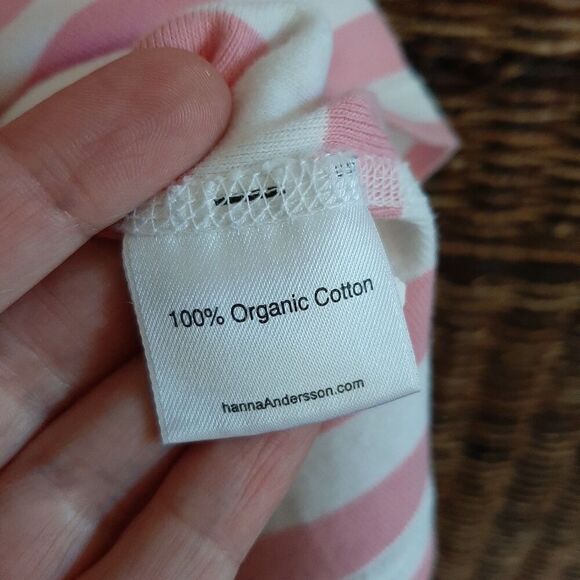 Hanna Andersson 100% Organic Cotton Striped Pajama Shirt Kids 14 160 Pink White - Picture 4 of 5